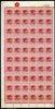 Bahamas 1942 KG6 Landfall of Columbus 2d scarlet complete left pane of 60 including plate varieties R1/1 & R 10/1 (Damaged corners) plus overprint varieties R10/2 (Flaw on O) among others, a few split perfs otherwise fine unmounted mint