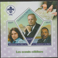 Mali 2019 Celebrity Scouts perf sheet containing three shaped values unmounted mint