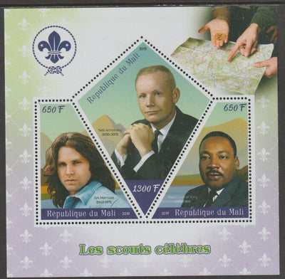 Mali 2019 Celebrity Scouts perf sheet containing three shaped values unmounted mint