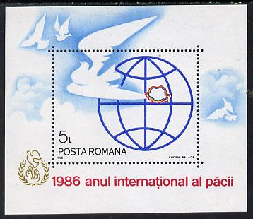 Rumania 1986 Int Year of Peace m/sheet, Mi BL 228