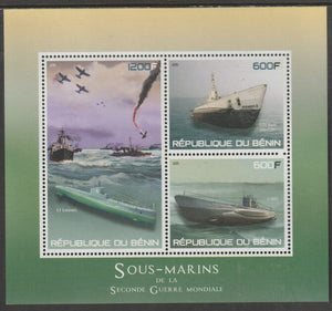 Benin 2015 Submarines perf sheet containing three values unmounted mint