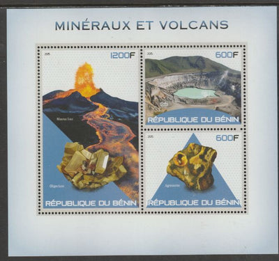 Benin 2015 Minerals & Volcanoes perf sheet containing three values unmounted mint