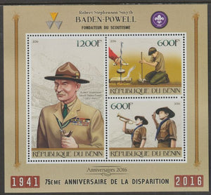 Benin 2016 Baden Powell - Scouts perf sheet containing three values unmounted mint