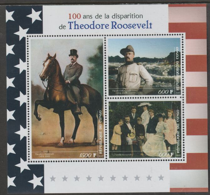 Madagascar 2019 Theodore Roosevelt Death Centenary perf sheet containing three values unmounted mint