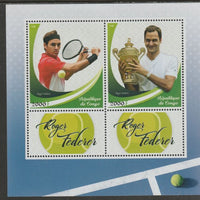 Congo 2018 Roger Federer - Tennis perf sheet containing two values plus two labels unmounted mint