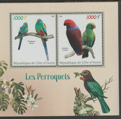 Ivory Coast 2016 Parrots perf sheet containing two values unmounted mint