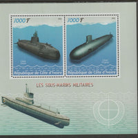 Ivory Coast 2016 Submarines perf sheet containing two values unmounted mint