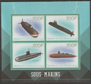 Congo 2015 Submarines perf sheet containing four values unmounted mint