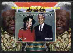 Mali 2010 Football World Cup #1 individual imperf deluxe sheetlet (Stamp shows M Jackson with Nelson Mandela) unmounted mint. Note this item is privately produced and is offered purely on its thematic appeal