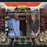 Mali 2010 Football World Cup #4 individual perf deluxe sheetlet (Stamp shows Diana with Nelson Mandela) unmounted mint. Note this item is privately produced and is offered purely on its thematic appeal