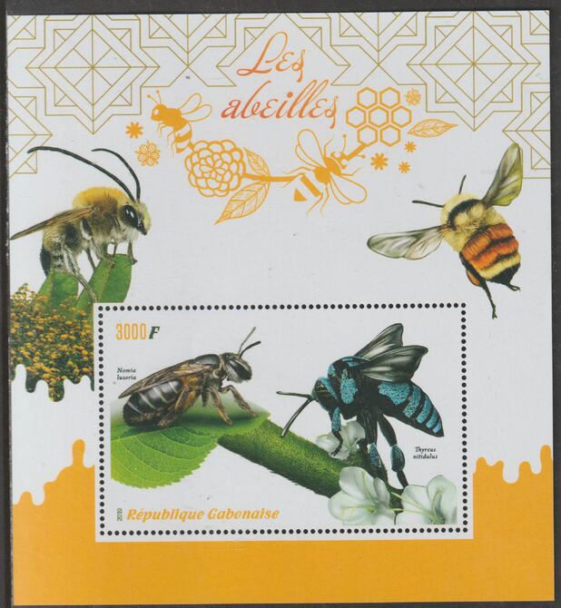 Gabon 2019 Bees perf m/sheet containing one value unmounted mint