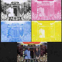 Mali 2010 Football World Cup #4 individual deluxe sheetlet (Stamp shows Diana with Nelson Mandela) - the set of 5 imperf progressive proofs comprising the 4 individual colours plus all 4-colour composite, unmounted mint