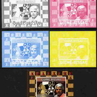 Guinea - Bissau 2008 Chess Champions - Boris Spassky individual deluxe sheetlet - the set of 5 imperf progressive proofs comprising the 4 individual colours plus all 4-colour composite, unmounted mint