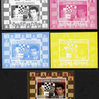 Guinea - Bissau 2008 Chess Champions - Vladimir Kramnik individual deluxe sheetlet - the set of 5 imperf progressive proofs comprising the 4 individual colours plus all 4-colour composite, unmounted mint