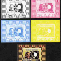 Guinea - Bissau 2008 Chess Champions - Gary Kasparov individual deluxe sheetlet - the set of 5 imperf progressive proofs comprising the 4 individual colours plus all 4-colour composite, unmounted mint