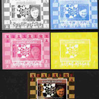 Guinea - Bissau 2008 Chess Champions - Anatoly Karpov individual deluxe sheetlet - the set of 5 imperf progressive proofs comprising the 4 individual colours plus all 4-colour composite, unmounted mint