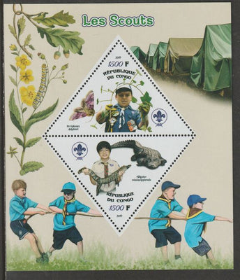 Congo 2019 Scouts perf sheet containing two triangular values unmounted mint