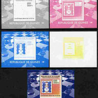 Guinea - Conakry 2009 Chess on Stamps #2 individual deluxe sheetlet - the set of 5 imperf progressive proofs comprising the 4 individual colours plus all 4-colour composite, unmounted mint