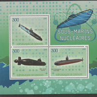 Djibouti 2015 Submarines perf sheet containing three values unmounted mint