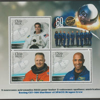 Madagascar 2018 NASA Test Astronauts #2 perf sheet containing three values unmounted mint