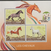 Madagascar 2017 Horses perf sheet containing three values unmounted mint