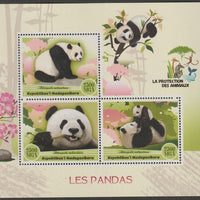 Madagascar 2017 Pandas perf sheet containing three values unmounted mint