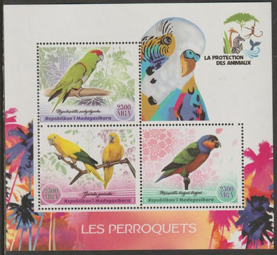 Madagascar 2017 Parrots perf sheet containing three values unmounted mint