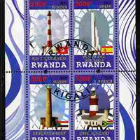 Rwanda 2010 Lighthouses of Africa perf sheetlet containing 4 values fine cto used