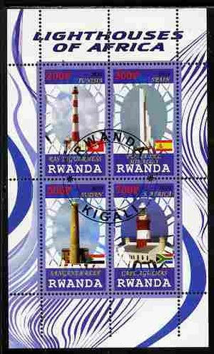 Rwanda 2010 Lighthouses of Africa perf sheetlet containing 4 values fine cto used