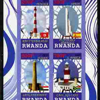 Rwanda 2010 Lighthouses of Africa imperf sheetlet containing 4 values unmounted mint