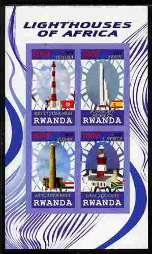 Rwanda 2010 Lighthouses of Africa imperf sheetlet containing 4 values unmounted mint