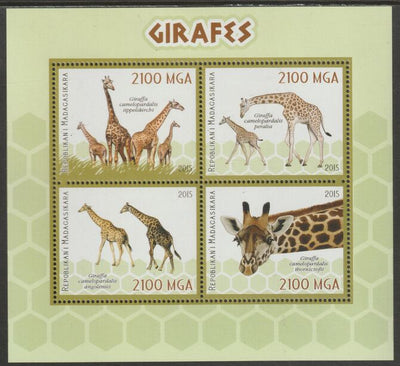 Madagascar 2015 Giraffes perf sheet containing four values unmounted mint