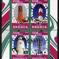 Rwanda 2010 Lighthouses of Asia perf sheetlet containing 4 values fine cto used