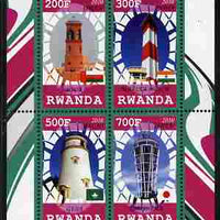 Rwanda 2010 Lighthouses of Asia perf sheetlet containing 4 values unmounted mint