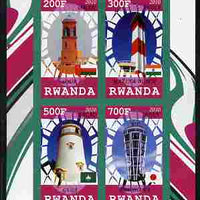 Rwanda 2010 Lighthouses of Asia imperf sheetlet containing 4 values unmounted mint