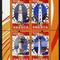 Rwanda 2010 Lighthouses of Oceania perf sheetlet containing 4 values fine cto used