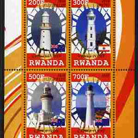 Rwanda 2010 Lighthouses of Oceania perf sheetlet containing 4 values unmounted mint