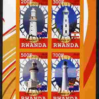 Rwanda 2010 Lighthouses of Oceania imperf sheetlet containing 4 values unmounted mint