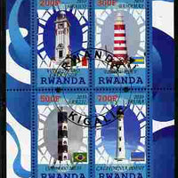 Rwanda 2010 Lighthouses of South America perf sheetlet containing 4 values fine cto used