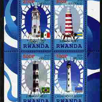 Rwanda 2010 Lighthouses of South America perf sheetlet containing 4 values unmounted mint