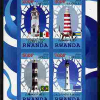 Rwanda 2010 Lighthouses of South America imperf sheetlet containing 4 values unmounted mint