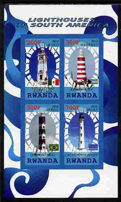 Rwanda 2010 Lighthouses of South America imperf sheetlet containing 4 values unmounted mint