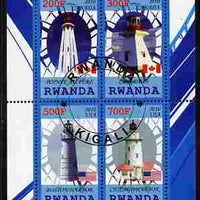 Rwanda 2010 Lighthouses of North America #1 perf sheetlet containing 4 values fine cto used