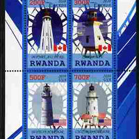 Rwanda 2010 Lighthouses of North America #1 perf sheetlet containing 4 values unmounted mint