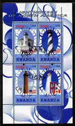 Rwanda 2010 Lighthouses of North America #2 perf sheetlet containing 4 values fine cto used