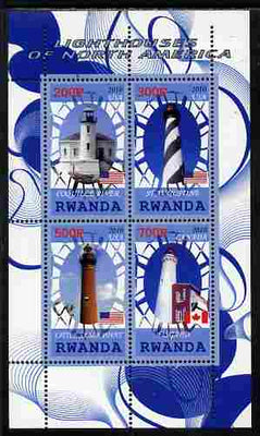 Rwanda 2010 Lighthouses of North America #2 perf sheetlet containing 4 values unmounted mint