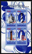 Rwanda 2010 Lighthouses of North America #2 imperf sheetlet containing 4 values unmounted mint