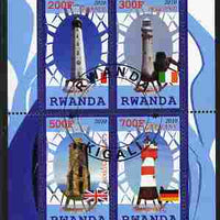 Rwanda 2010 Lighthouses of Europe #1 perf sheetlet containing 4 values fine cto used