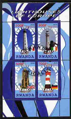 Rwanda 2010 Lighthouses of Europe #1 perf sheetlet containing 4 values fine cto used