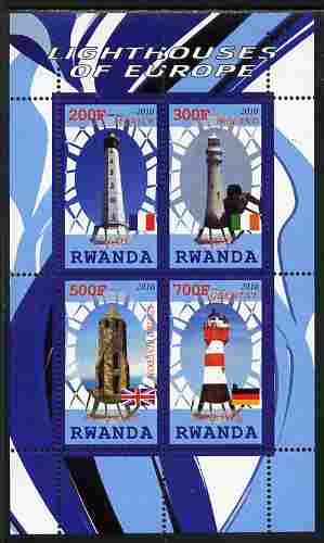 Rwanda 2010 Lighthouses of Europe #1 perf sheetlet containing 4 values unmounted mint